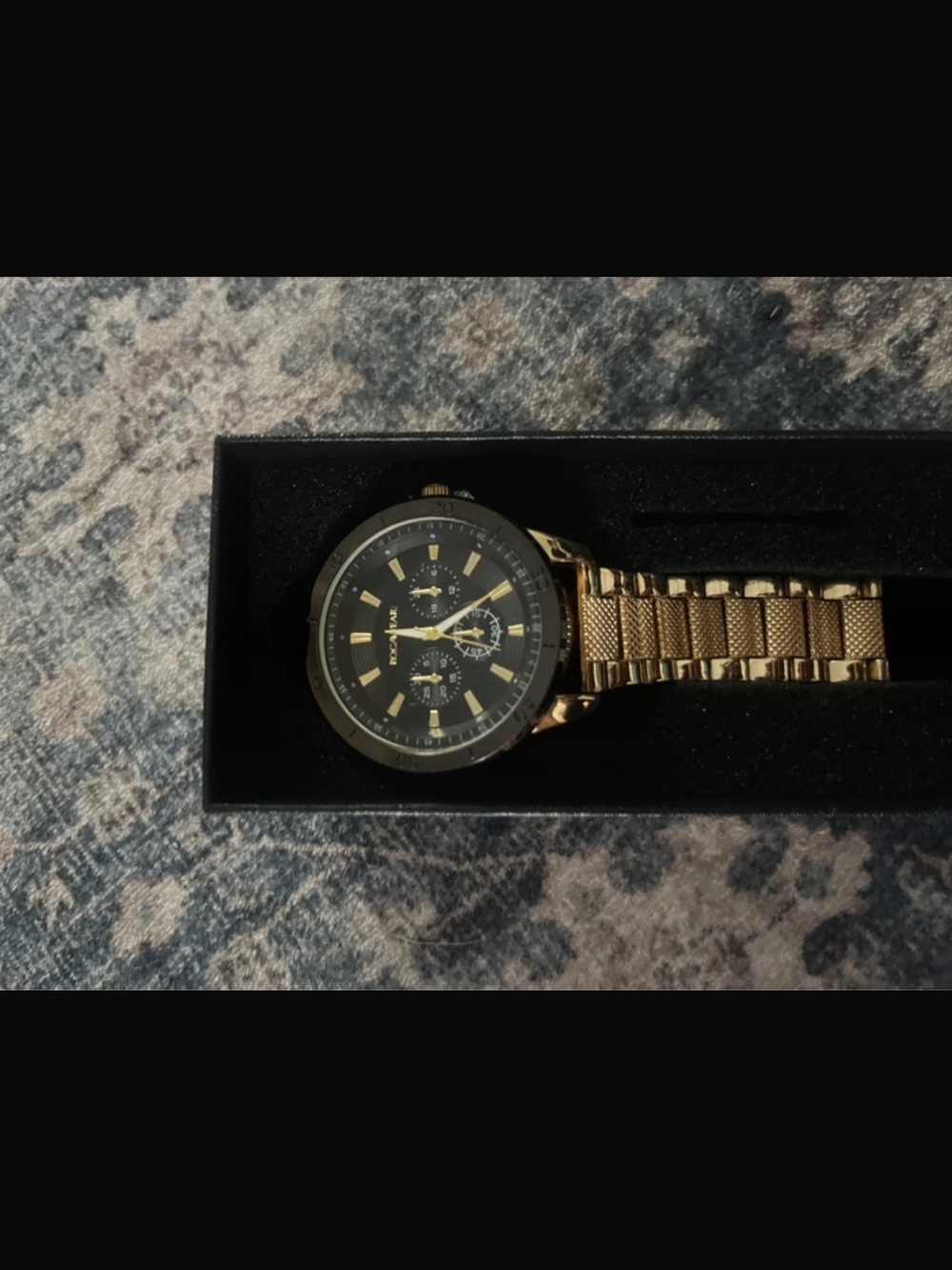 Mens Roca Wear Gold-Tone Chronograph Watch - Black Dial
